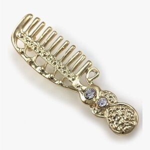 Elegant Gold Hair Comb with Crystal Accents brooch pin
